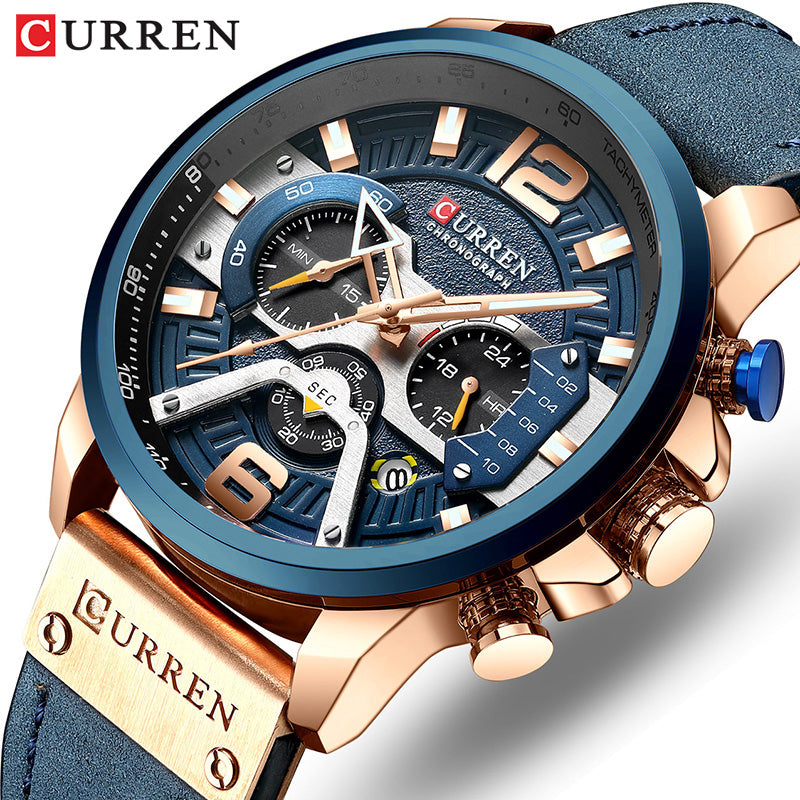 Curren Men’s Watch w/ Chronograph & Gift Box