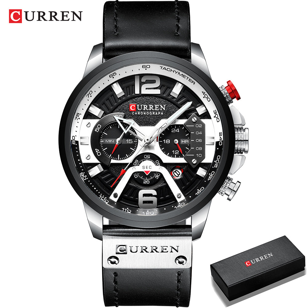 Curren Men’s Watch w/ Chronograph & Gift Box