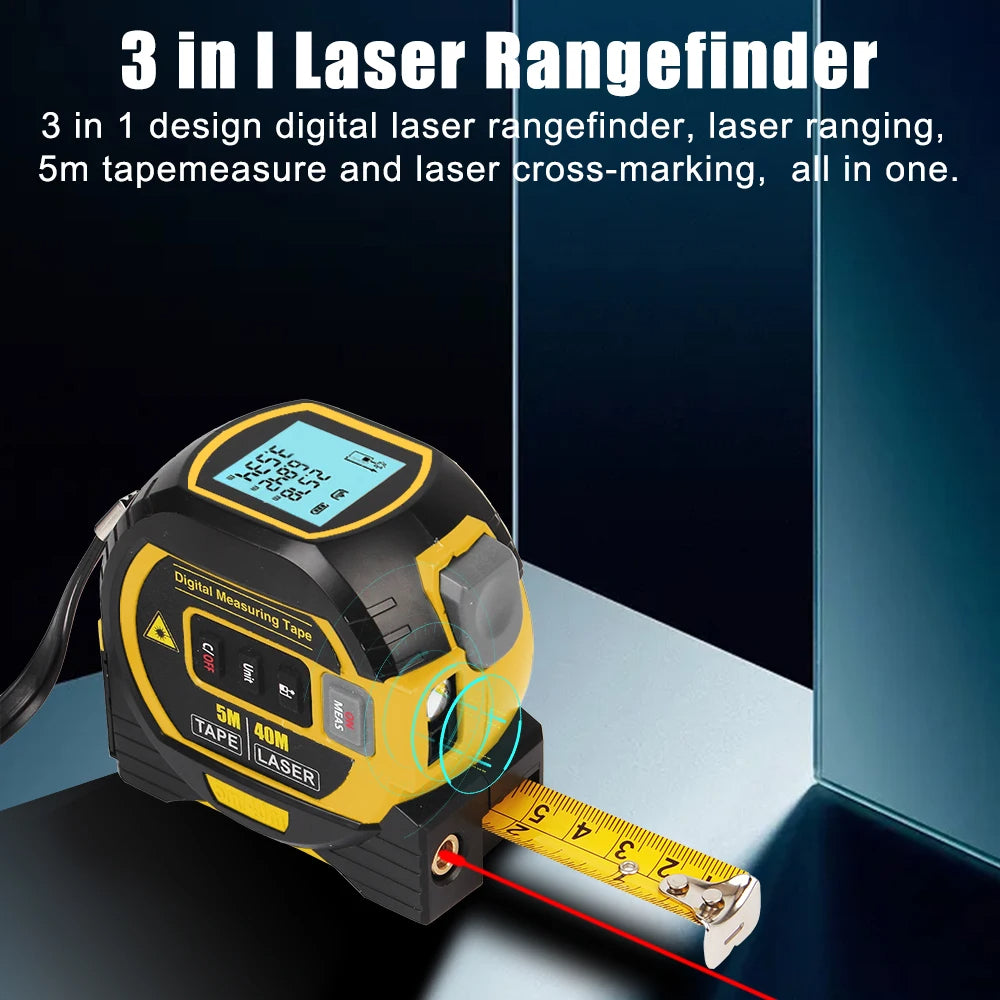 3-in-1 Measuring Tape w/ Laser Attachment