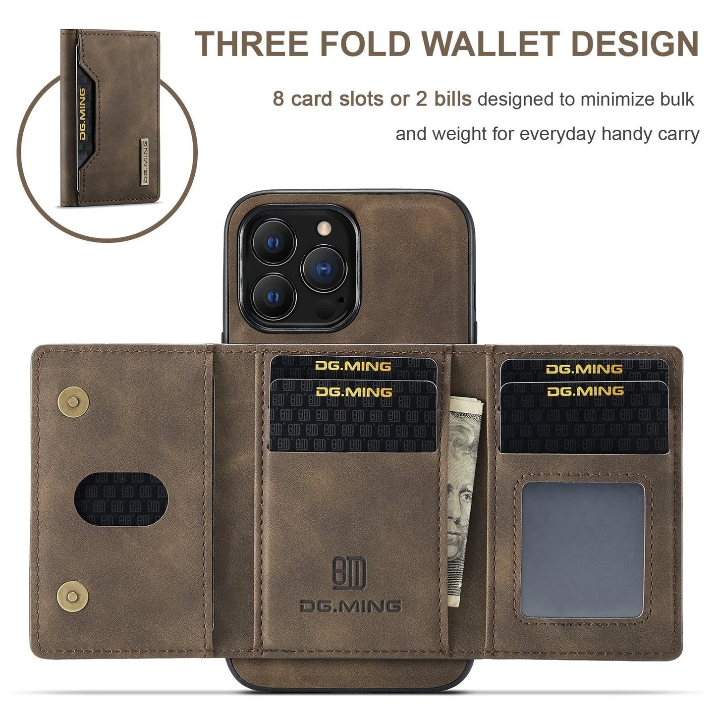 2 in 1 Detachable Leather iPhone Case w/ Wallet & Card Holder