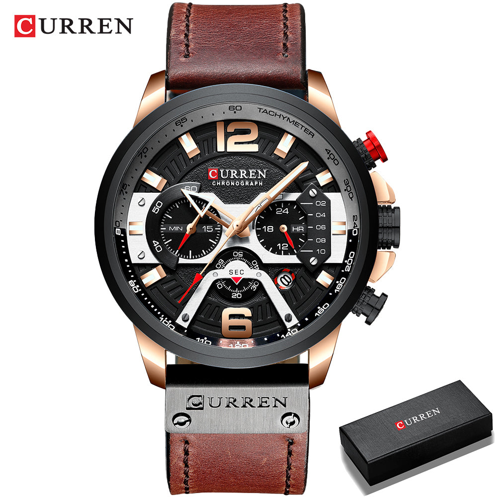 Curren Men’s Watch w/ Chronograph & Gift Box