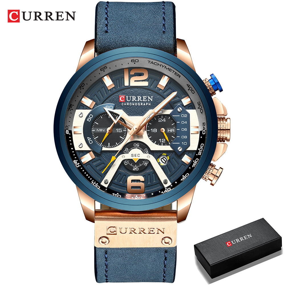 Curren Men’s Watch w/ Chronograph & Gift Box