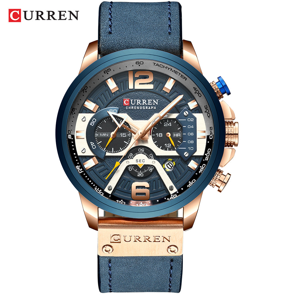 Curren Men’s Watch w/ Chronograph & Gift Box