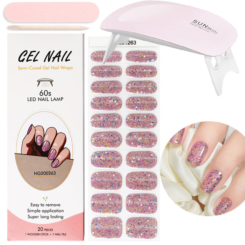 Gel Nail Wraps w/ UV Lamp Set