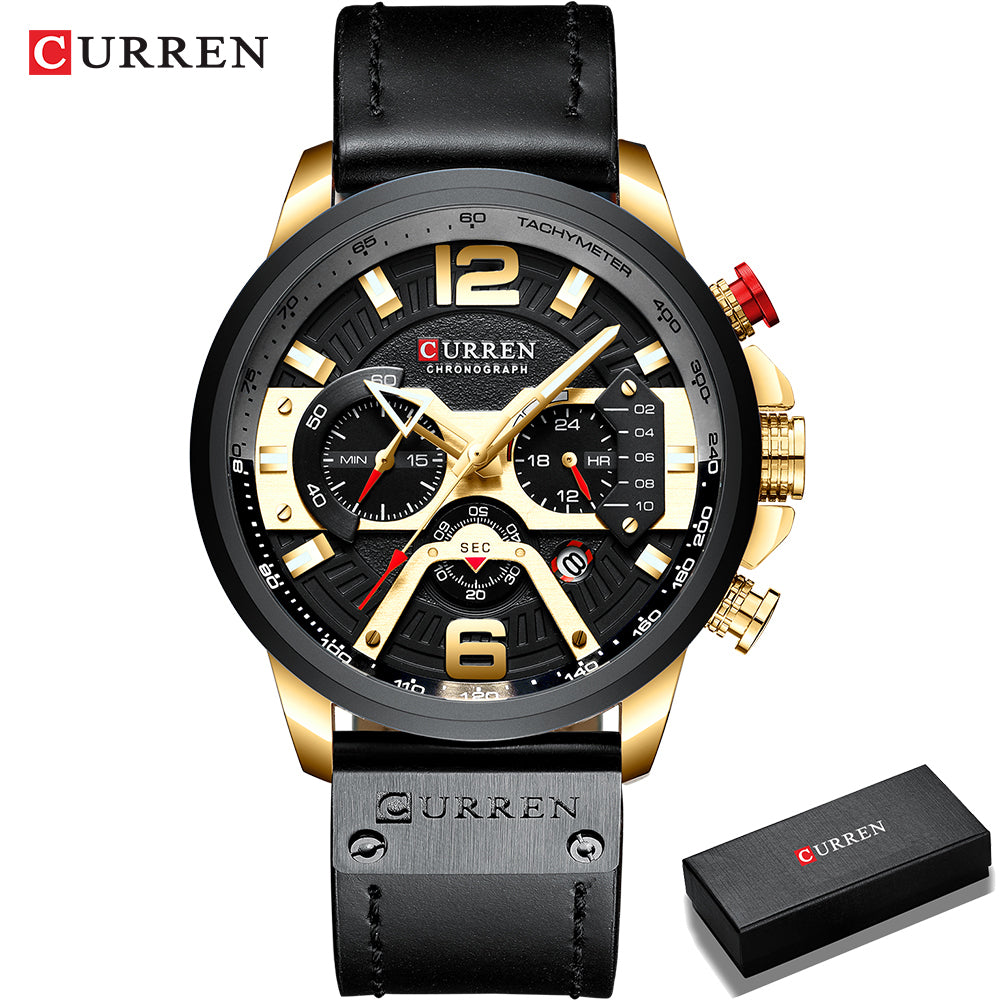 Curren Men’s Watch w/ Chronograph & Gift Box