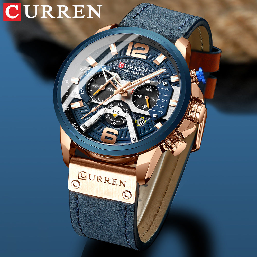 Curren Men’s Watch w/ Chronograph & Gift Box