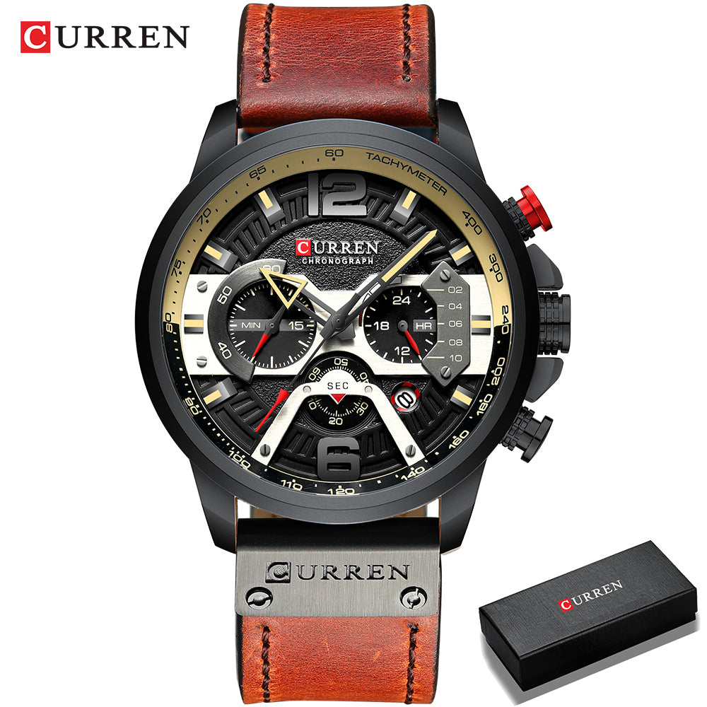 Curren Men’s Watch w/ Chronograph & Gift Box