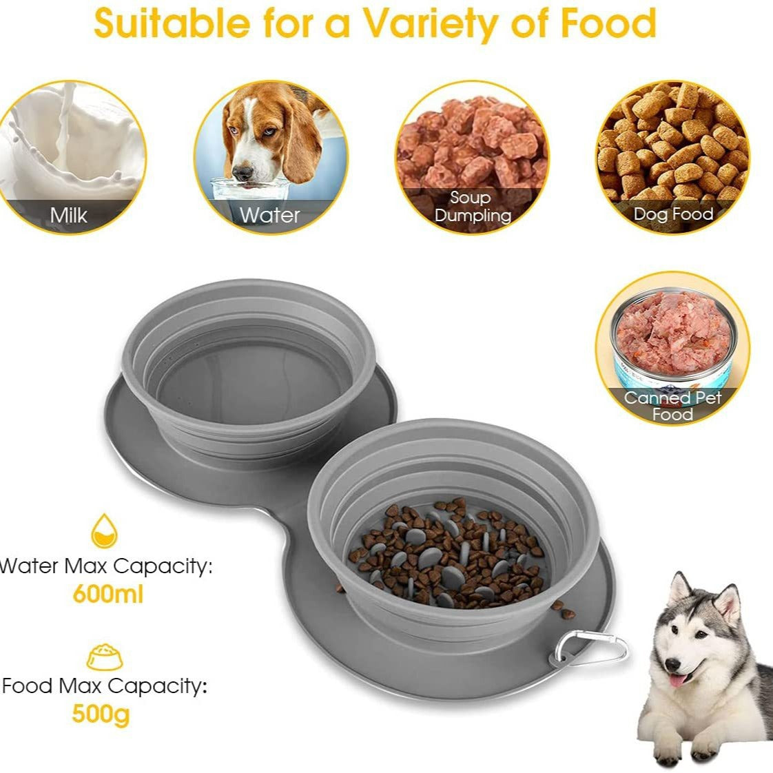 Collapsible Silicone Portable Pet Bowls